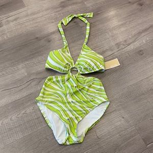 MICHAEL KORS | Women's Printed O-Ring Cutout One-Piece Swimsuit